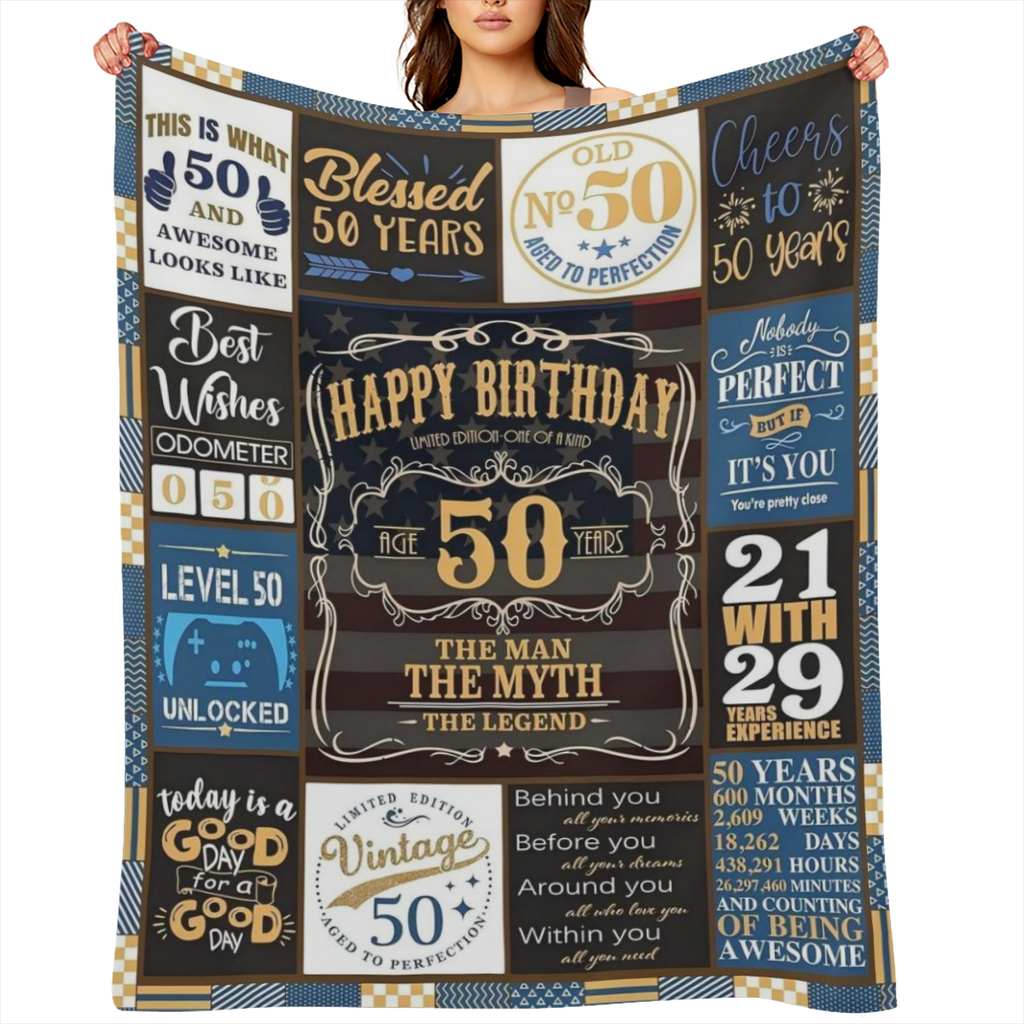 50th Birthday Gifts for Men 50 Birthday Gifts for Men with Gift Box 50th Birthday Gifts Blanket 50th Birthday Gifts for Men Funny 50 Year Old Birthday Gift for Men Ultra-Soft Fleece Flannel Throw Blan