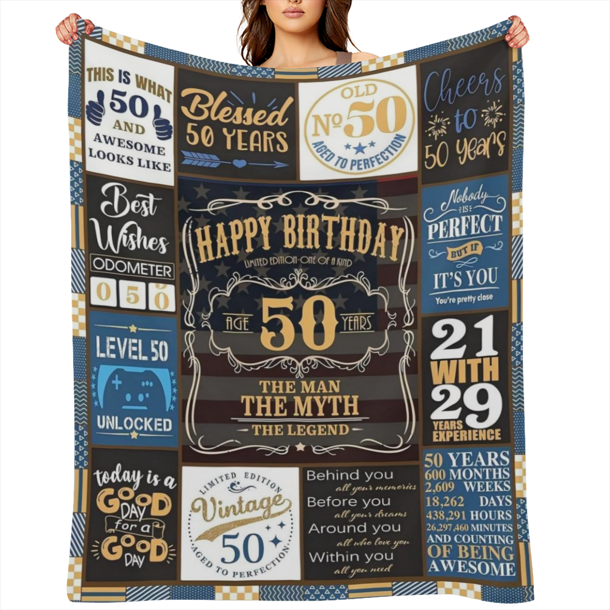 50th Birthday Gifts for Men 50 Birthday Gifts for Men with Gift Box 50th Birthday Gifts Blanket 50th Birthday Gifts for Men Funny 50 Year Old Birthday Gift for Men Ultra-Soft Fleece Flannel Throw Blan