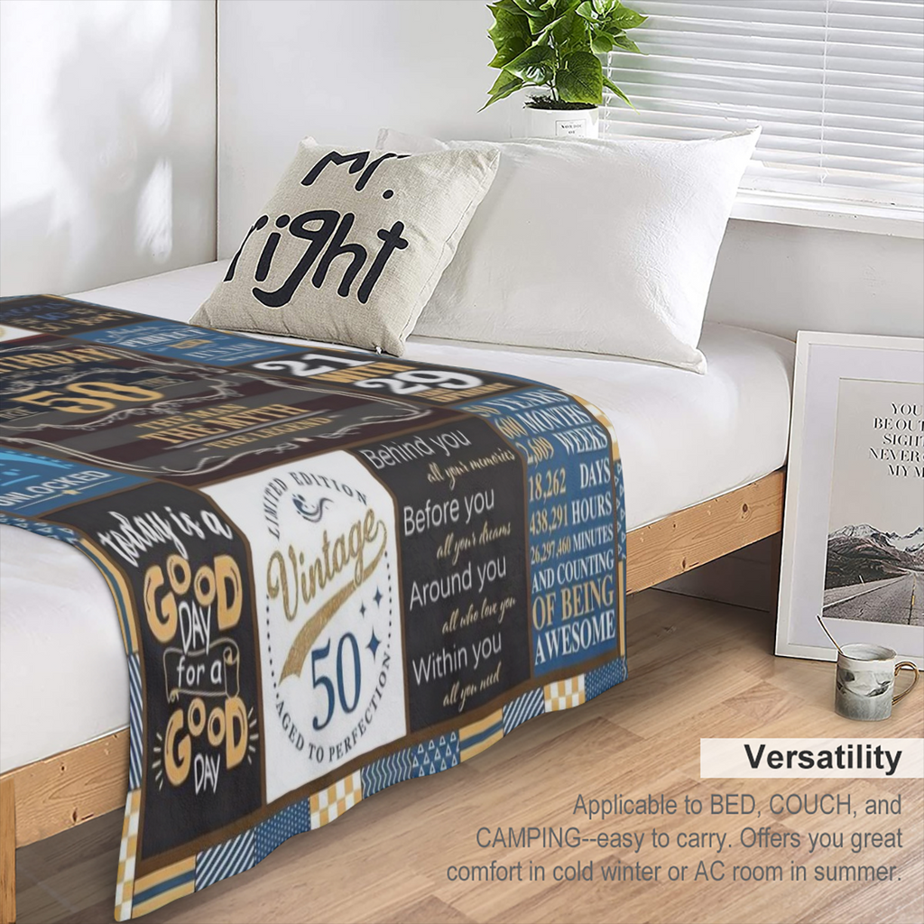 50th Birthday Gifts for Men 50 Birthday Gifts for Men with Gift Box 50th Birthday Gifts Blanket 50th Birthday Gifts for Men Funny 50 Year Old Birthday Gift for Men Ultra-Soft Fleece Flannel Throw Blan