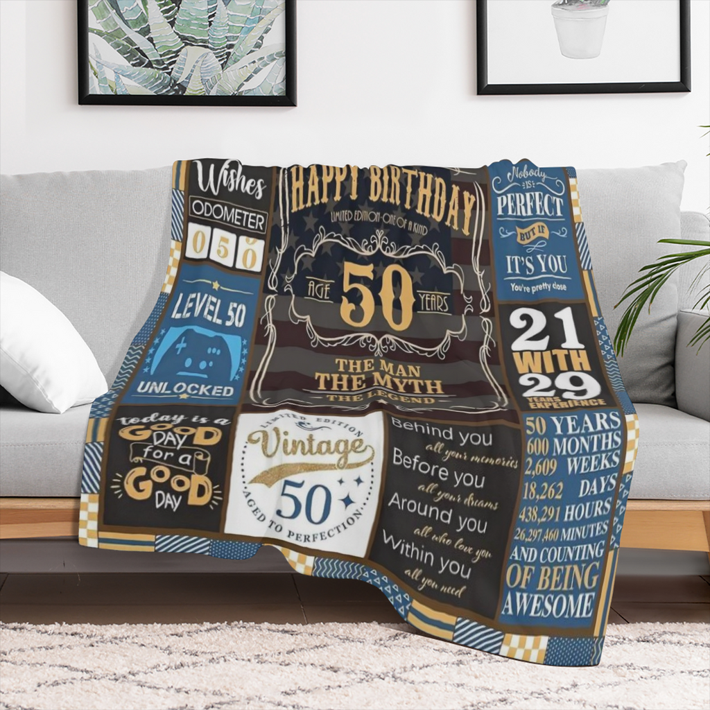 50th Birthday Gifts for Men 50 Birthday Gifts for Men with Gift Box 50th Birthday Gifts Blanket 50th Birthday Gifts for Men Funny 50 Year Old Birthday Gift for Men Ultra-Soft Fleece Flannel Throw Blan