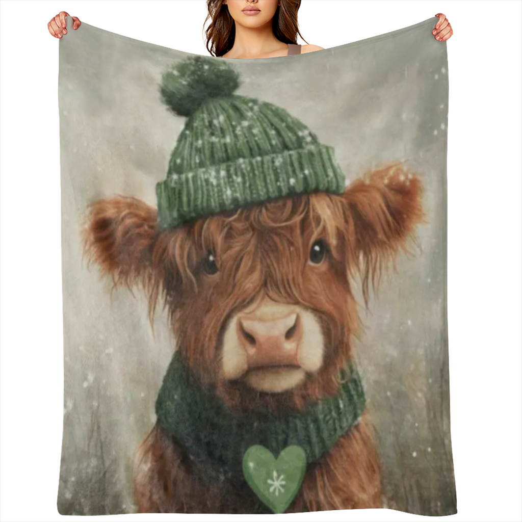 Cozy Highland Cow print flannel blanket - soft, warm and versatile, perfect for sofas, beds, cars, offices, camping all season long gift ideas