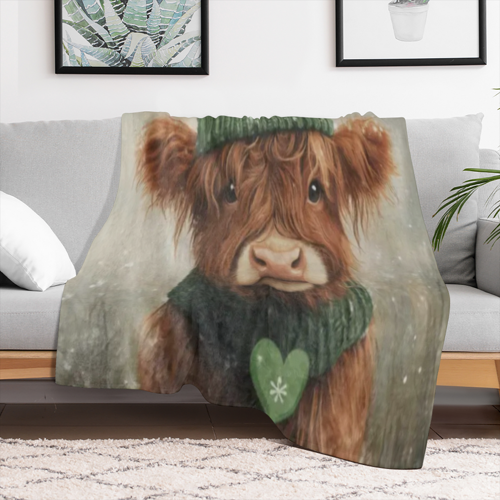Cozy Highland Cow print flannel blanket - soft, warm and versatile, perfect for sofas, beds, cars, offices, camping all season long gift ideas