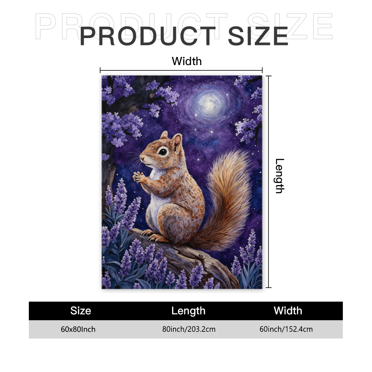 1pc Lavender Squirrel Print Flannel Throw Blanket - Soft Warm Suitable for Couch, Bed, Travel & Camping | Lightweight Cozy Bedspread with Lavender & Squirrel, -Season Bedding for,,, Decor