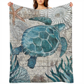 Ultra-Soft Micro Fleece Throw Blanket - Sea Turtle & Ocean Life Design, Perfect for Couch, Bed, Office Decor Ideal Birthday Gift for Boys and Adults