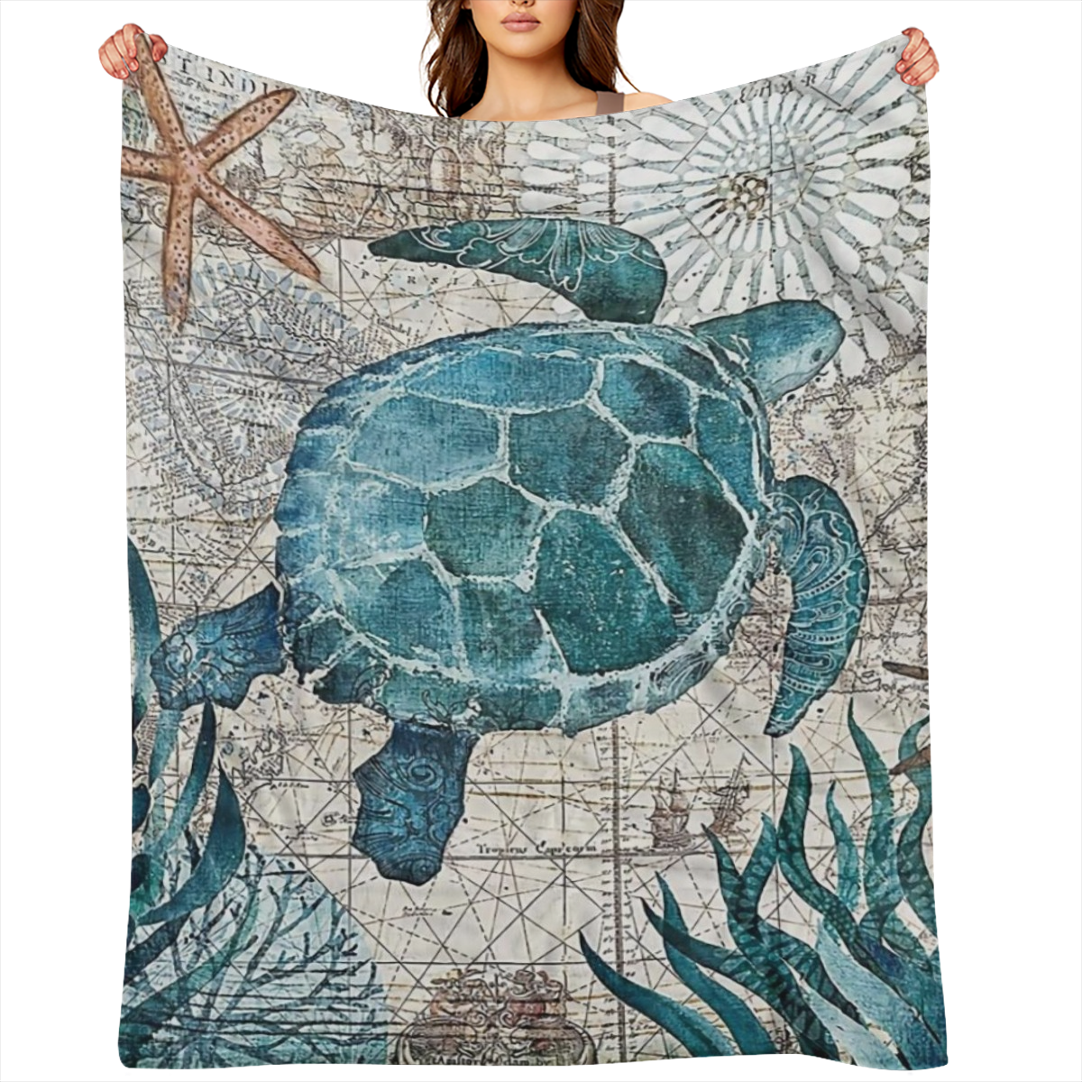Ultra-Soft Micro Fleece Throw Blanket - Sea Turtle & Ocean Life Design, Perfect for Couch, Bed, Office Decor Ideal Birthday Gift for Boys and Adults