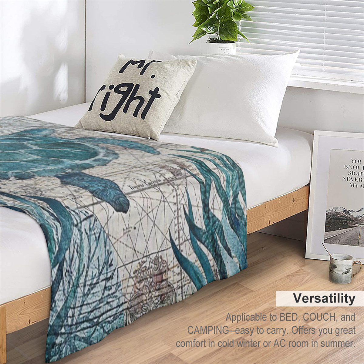 Ultra-Soft Micro Fleece Throw Blanket - Sea Turtle & Ocean Life Design, Perfect for Couch, Bed, Office Decor Ideal Birthday Gift for Boys and Adults