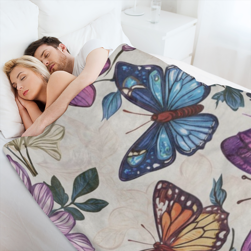 Aesthetic Butterfly Blanket Flannel Throw Blanket - Soft, Warm, and Cozy for Women Men - Lightweight Plush Blanket for Sofa, Office, Travel, and Outdoor Use - 80X60 Inches