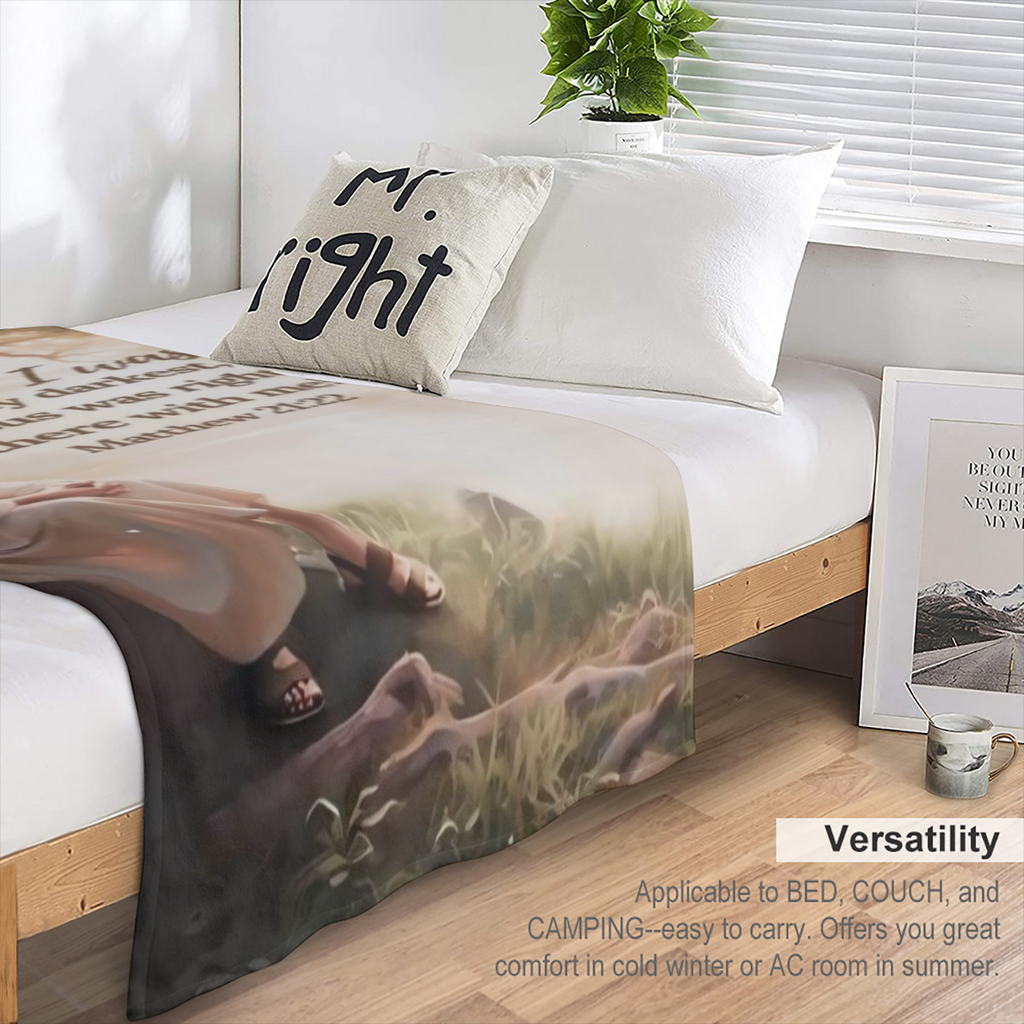 Cozy Inspirational Bible Verse Blanket - Jesus is with Me Quote, Soft Flannel Throw in Multiple Sizes, Perfect for Sofa, Bed, Camping & Travel, Easy Care, All- Season Comfort
