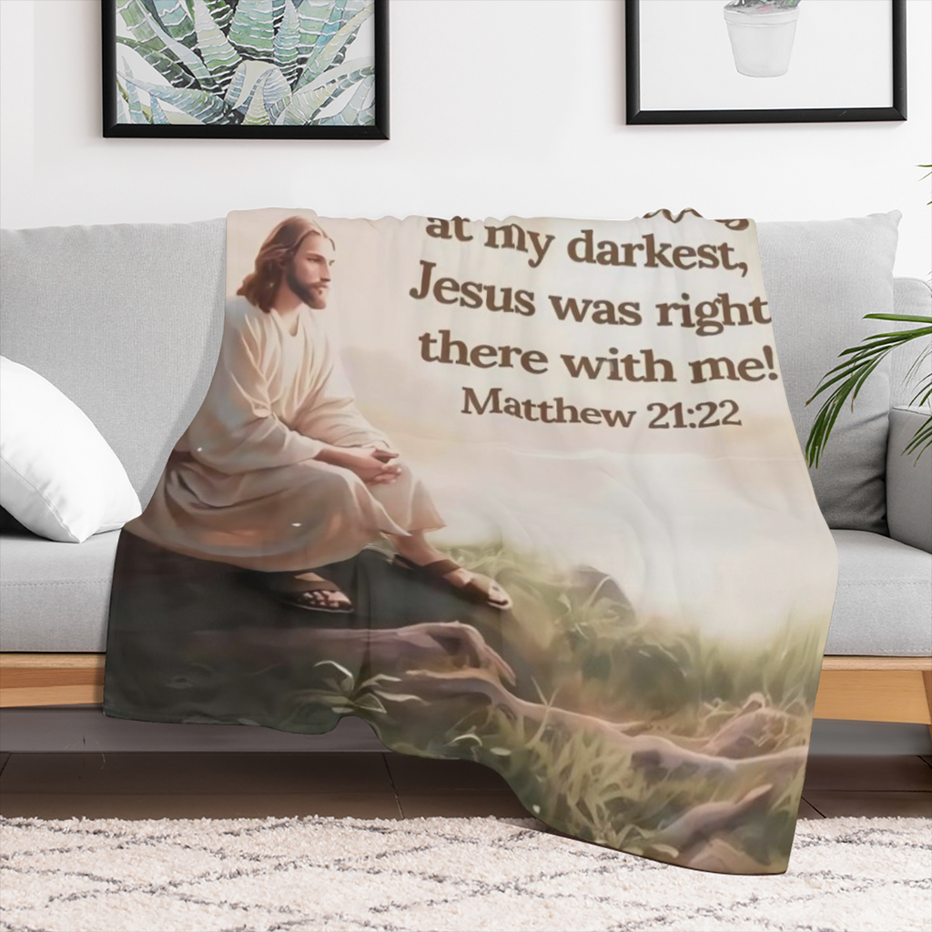 Cozy Inspirational Bible Verse Blanket - Jesus is with Me Quote, Soft Flannel Throw in Multiple Sizes, Perfect for Sofa, Bed, Camping & Travel, Easy Care, All- Season Comfort