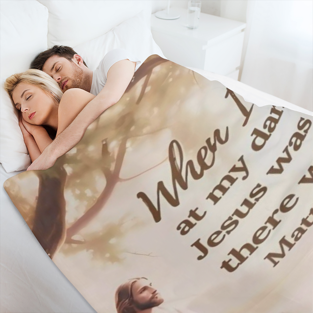 Cozy Inspirational Bible Verse Blanket - Jesus is with Me Quote, Soft Flannel Throw in Multiple Sizes, Perfect for Sofa, Bed, Camping & Travel, Easy Care, All- Season Comfort
