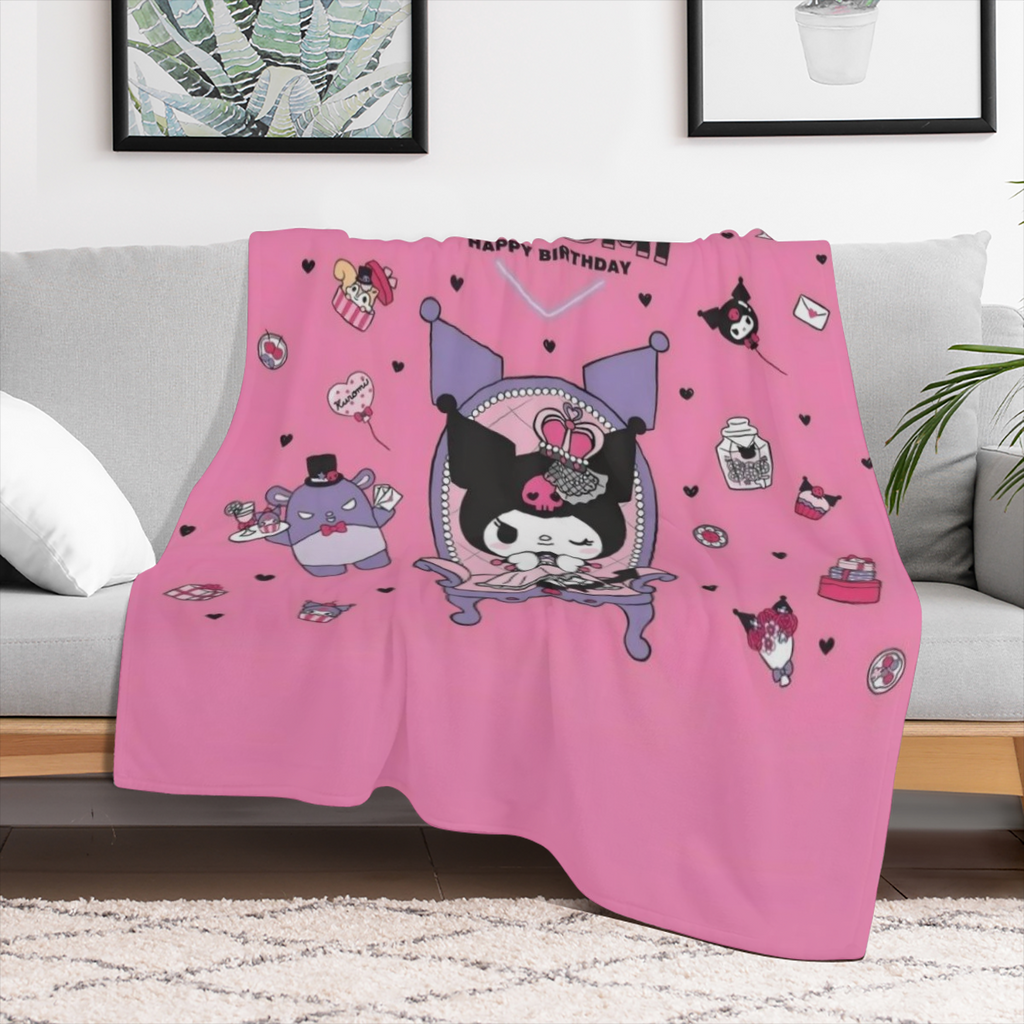 Hello Kitty Throw Blanket 50"x60" - Super Soft Flannel Vintage Anime Design with Hearts, Balloons & Birthday Decor - All-Season Couch, Bed, Travel Blanket - Perfect Gift for Girls, Women, Daughters, C