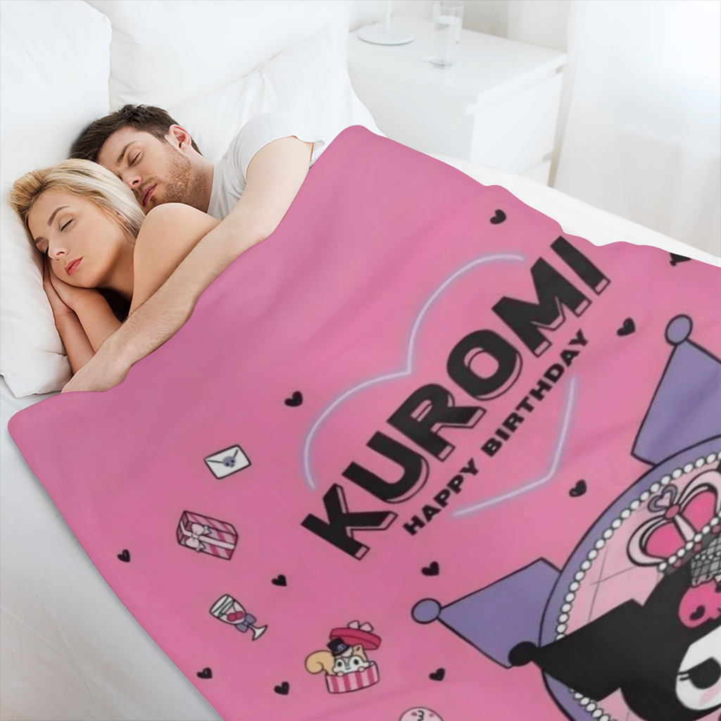 Hello Kitty Throw Blanket 50"x60" - Super Soft Flannel Vintage Anime Design with Hearts, Balloons & Birthday Decor - All-Season Couch, Bed, Travel Blanket - Perfect Gift for Girls, Women, Daughters, C