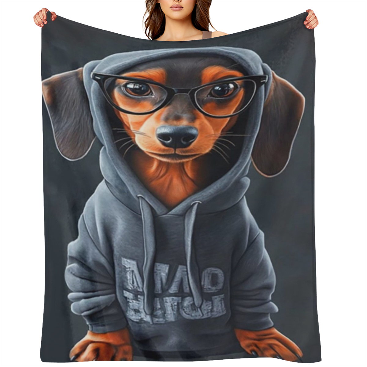 Cozy Cute Dachshund Puppy Print Blanket - Soft warm Polyester blanket for sofa, bed and car - Allergy resistant, tear resistant and versatile