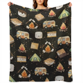 Cute S' Mores Blanket Ultra Soft Marshmallow Throw Blanket Plush Warm Cozy Roasted Marshmallows Blanket for Couch Sofa Travel Camping 50x60 Camping Blanket Camper Gifts Home Decor, 280GSM CozyFlannel