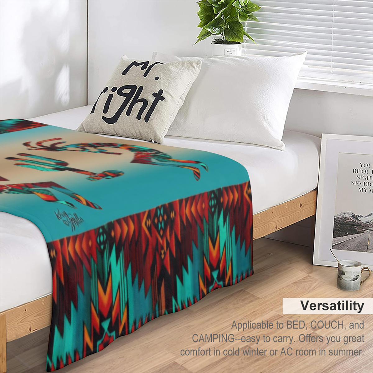 1 Kokopelli flannelette blanket for all seasons, cozy warm soft blanket for outdoor travel