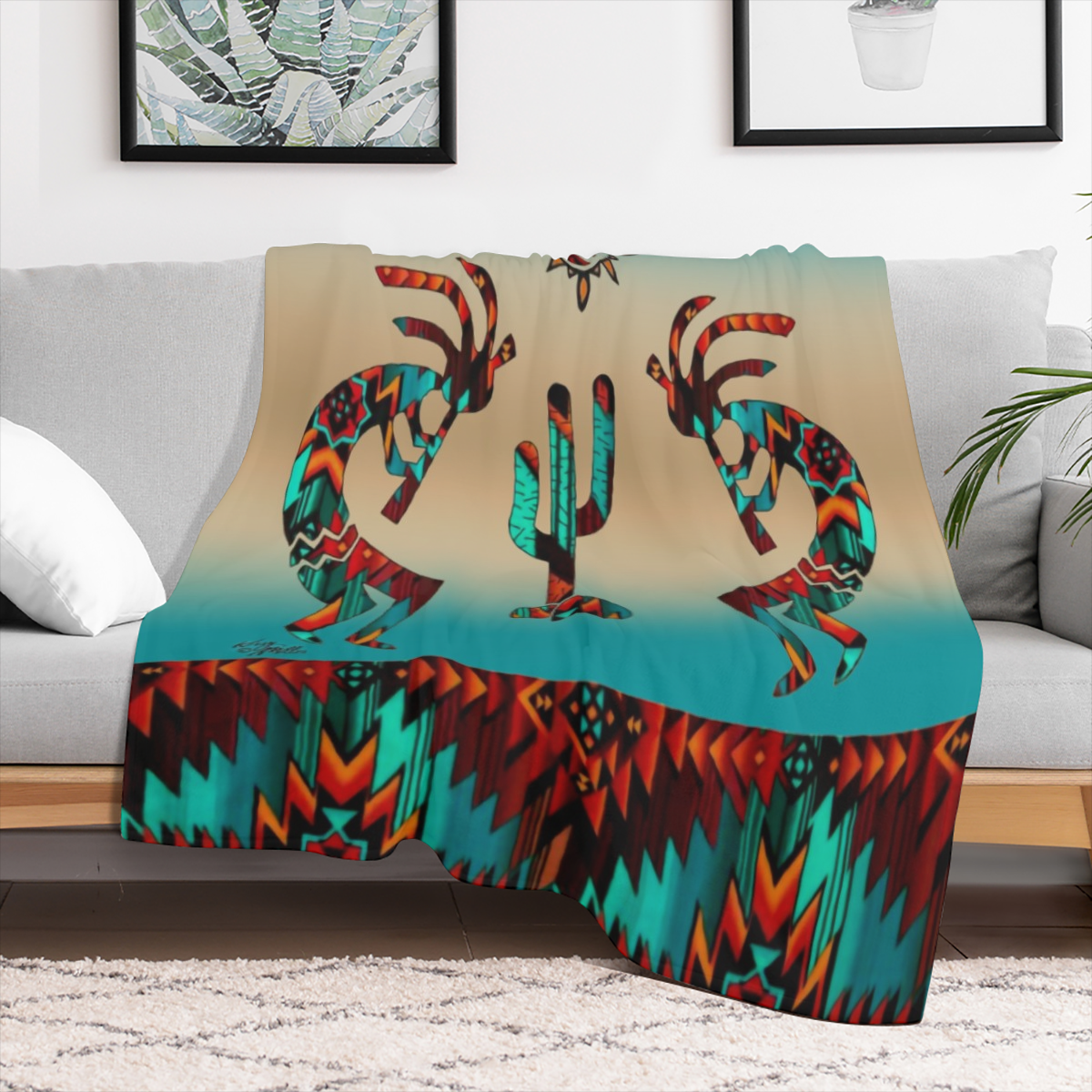 1 Kokopelli flannelette blanket for all seasons, cozy warm soft blanket for outdoor travel
