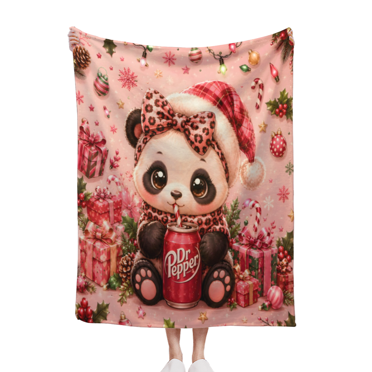 #5 Christmas Bows Noel Throw Blanket - Christmas in July Holiday Gift - Festive Decor