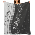 1pc Contemporary Music Piano Design Flannel Fleece Throw Blanket - Hypoallergenic, All- Season, Multipurpose Knit Fabric Bedding with Digital Print, Lightweight Soft Polyester for Bed, Sofa, Occasions