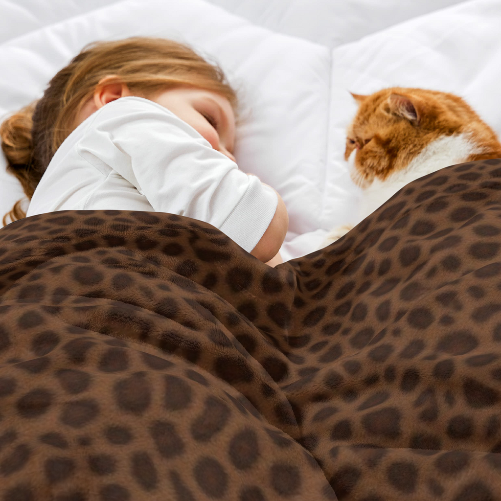1pc Leopard Print Faux Fur Double Layer Warm Blanket, Soft And Smooth Faux Animal Fur Texture, Reversible Plush Throw Blanket For Home, Living Room, Bedroom, Sofa, All Season Multipurpose Coverlet To