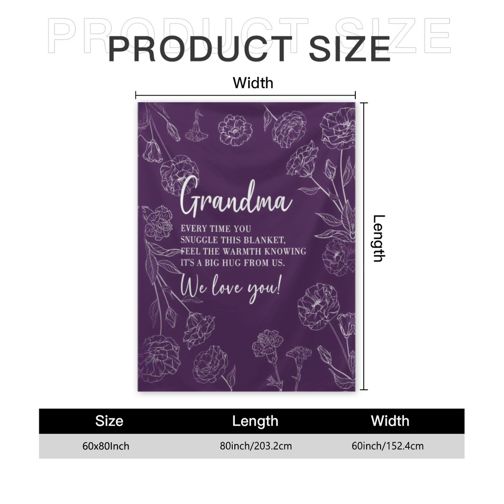 Grandma Gifts, Gifts For Grandma Blanket, Grandmas Birthday Gift From Grandkids, To My Grandmother Throw Blanket 50" X 60", Purple, Cozy Flannel Blanket - Multiple Sizes Available, Ultra Soft For Sofa