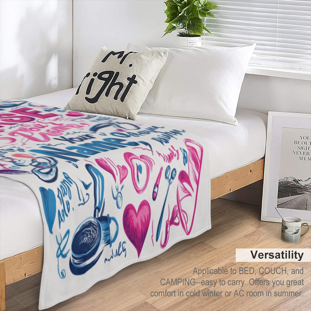 1pc Anime- Themed Cartoon Food & Pet Pattern Fleece Throw Blanket - Soft, Lightweight, Skin- Friendly, All- Season Multipurpose Knitted Polyester Blanket for Sofa, Bed, Travel - Machine Washable, Digi