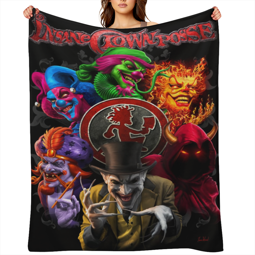 1pc Insane Clown Posse Halloween Thema Polyester Flannel Fleece Dekbed, Zacht Pluche Stof, Universele Pasvorm, met RV Interieur Decor voor Alle- Seizoenen Auto Nap Throw, Voertuigen