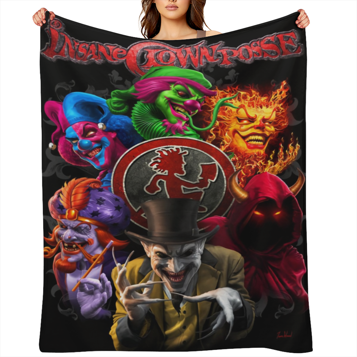 1pc Insane Clown Posse Halloween Thema Polyester Flannel Fleece Dekbed, Zacht Pluche Stof, Universele Pasvorm, met RV Interieur Decor voor Alle- Seizoenen Auto Nap Throw, Voertuigen