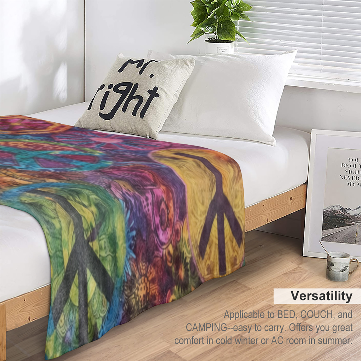 An antique psychedelic pigment flower print flannelette blanket, soft and warm blanket all season, suitable for sofa, bed, car, office, camping, travel - digital printed polyester,