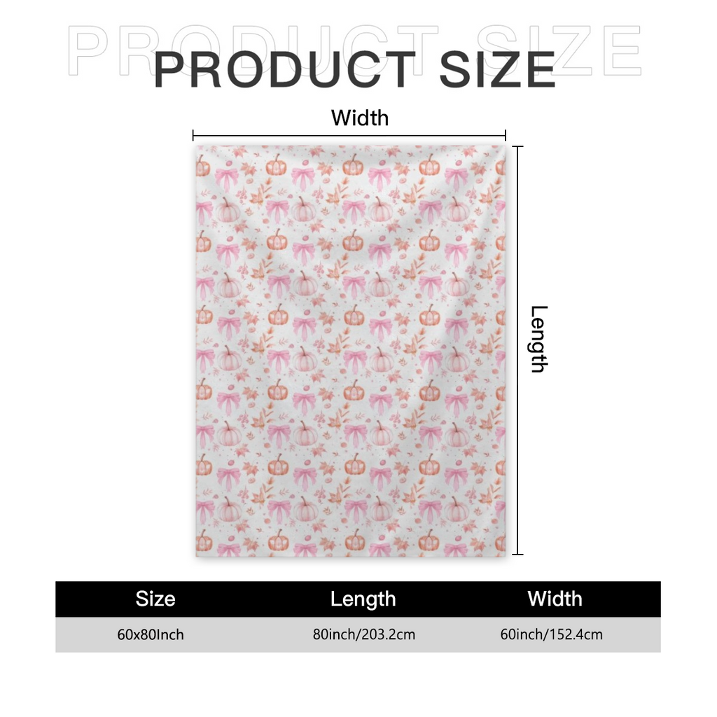1pc 280GSM Cozy Pink Pumpkin & Leaf Flannel Plush Blanket - Soft Velveteen All-Season Throw, Oversized Fall Decor for Bed, Couch, Dorm | Machine Washable, -Pilling, 30x40 to 60x80 Inch Sizes | Contemp