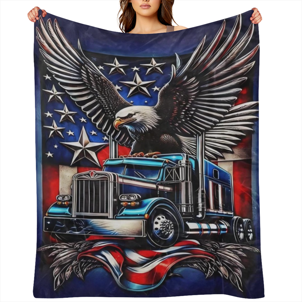 American Truck Pattern Soft polyester office chair blanket - all season comfort