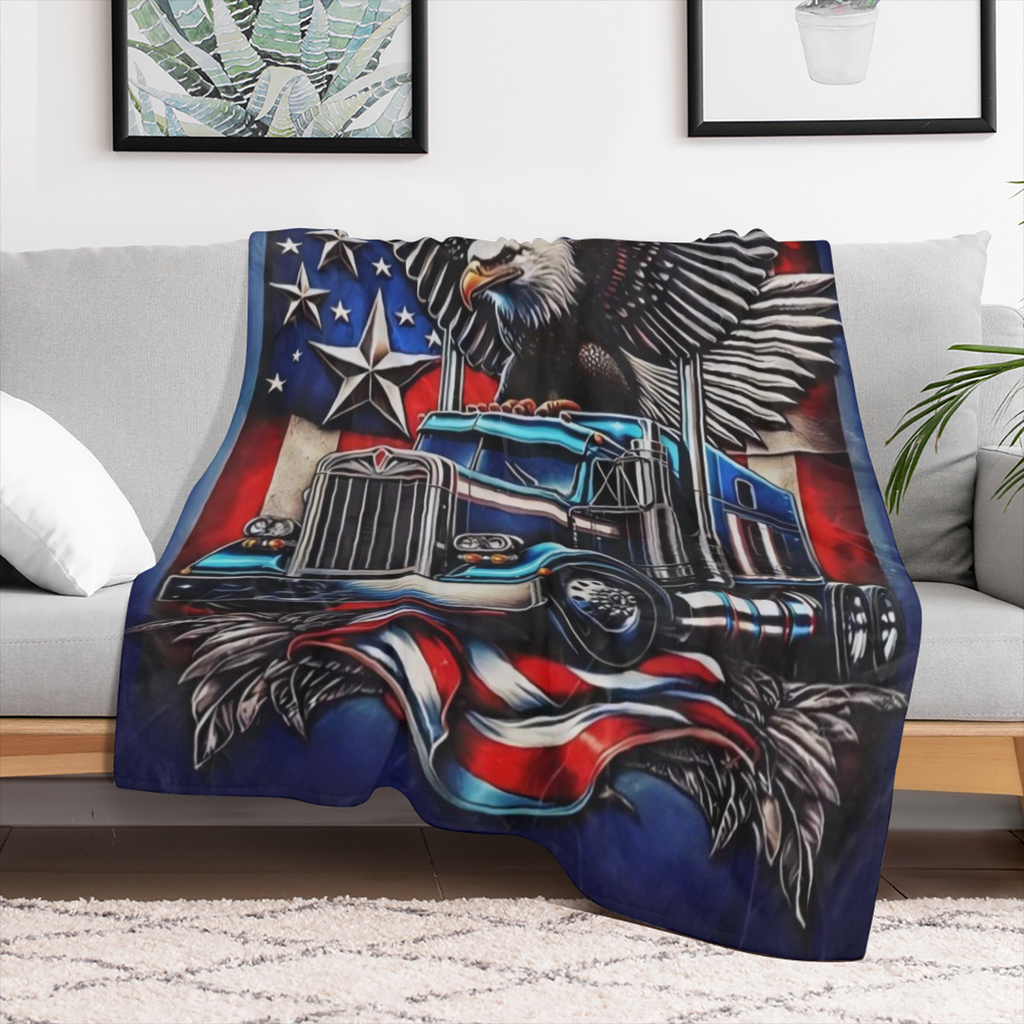 American Truck Pattern Soft polyester office chair blanket - all season comfort