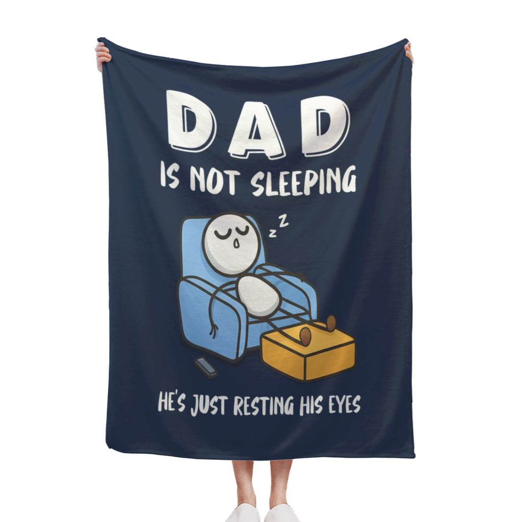 Funny Dad Sleeping Throw Blanket - "Dad Is Not Sleeping, He'S Just Resting His Eyes" - Soft Flannel All-Season Couch & Office Blanket - Birthday, Father'S Day, Birthday Gift For Dad - Funny Laziness P