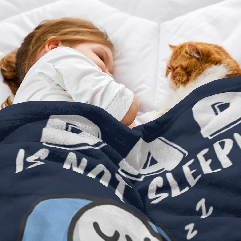 Funny Dad Sleeping Throw Blanket - "Dad Is Not Sleeping, He'S Just Resting His Eyes" - Soft Flannel All-Season Couch & Office Blanket - Birthday, Father'S Day, Birthday Gift For Dad - Funny Laziness P