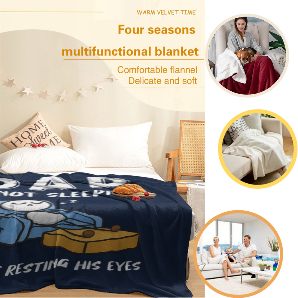 Funny Dad Sleeping Throw Blanket - "Dad Is Not Sleeping, He'S Just Resting His Eyes" - Soft Flannel All-Season Couch & Office Blanket - Birthday, Father'S Day, Birthday Gift For Dad - Funny Laziness P