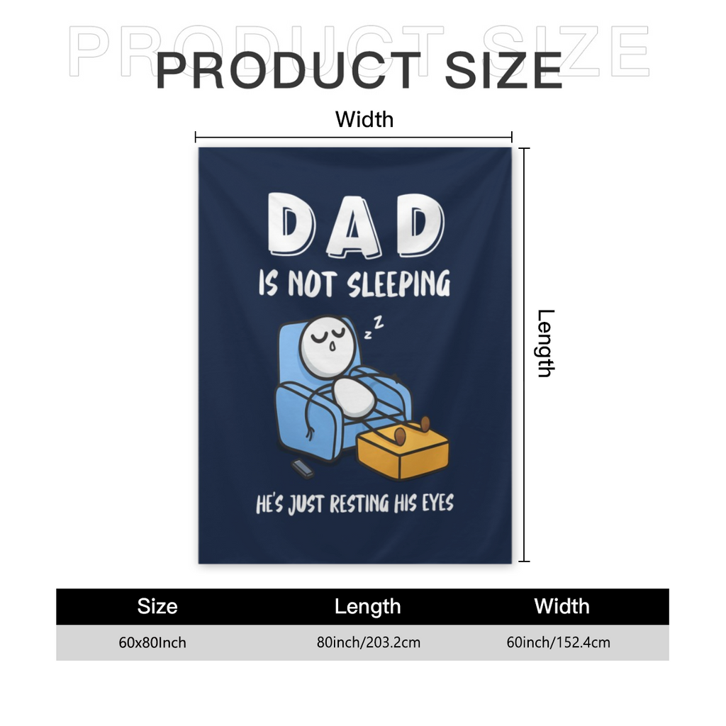 Funny Dad Sleeping Throw Blanket - "Dad Is Not Sleeping, He'S Just Resting His Eyes" - Soft Flannel All-Season Couch & Office Blanket - Birthday, Father'S Day, Birthday Gift For Dad - Funny Laziness P
