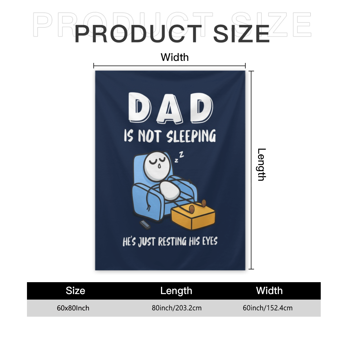 Funny Dad Sleeping Throw Blanket - "Dad Is Not Sleeping, He'S Just Resting His Eyes" - Soft Flannel All-Season Couch & Office Blanket - Birthday, Father'S Day, Birthday Gift For Dad - Funny Laziness P