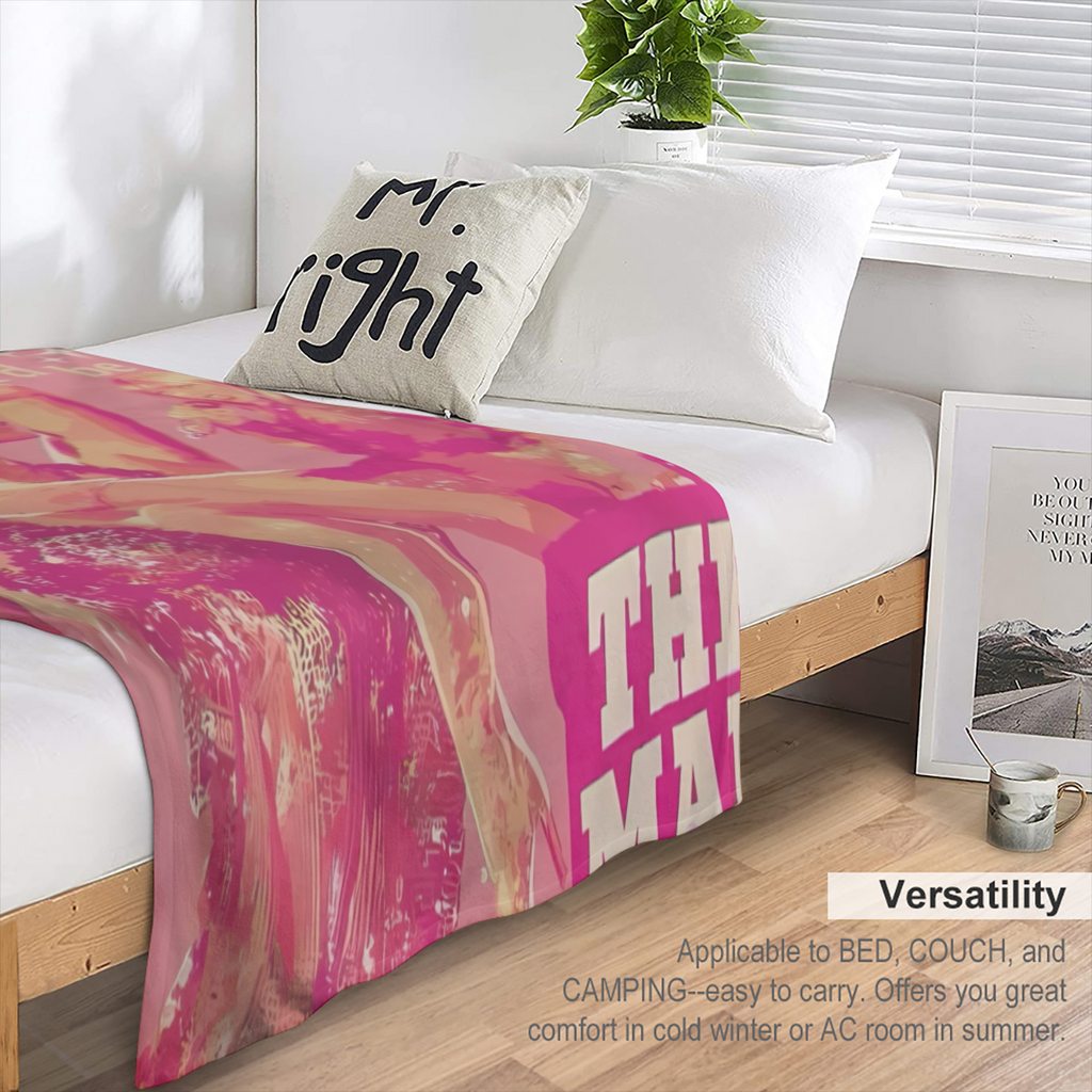 Super Soft Pink Taylor-themed Flannel Blanket with Vibrant "The For Man The Legend" Design, Cozy and Comfortable for All Seasons