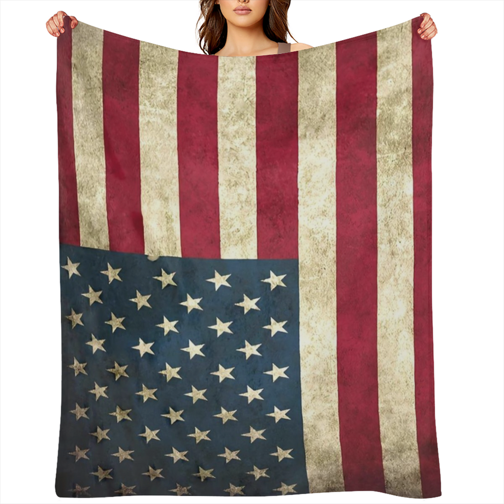 Cozy Patriotic All Season Throw Blanket Easy Care, Stain & Tear Resistant, Perfect for Sofa, Bed & Travel