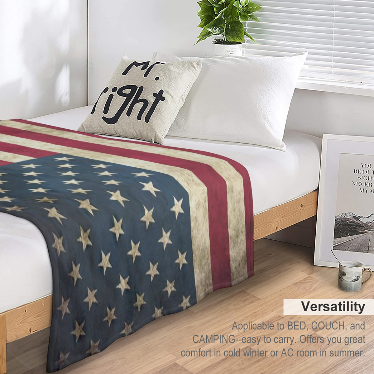 Cozy Patriotic All Season Throw Blanket Easy Care, Stain & Tear Resistant, Perfect for Sofa, Bed & Travel