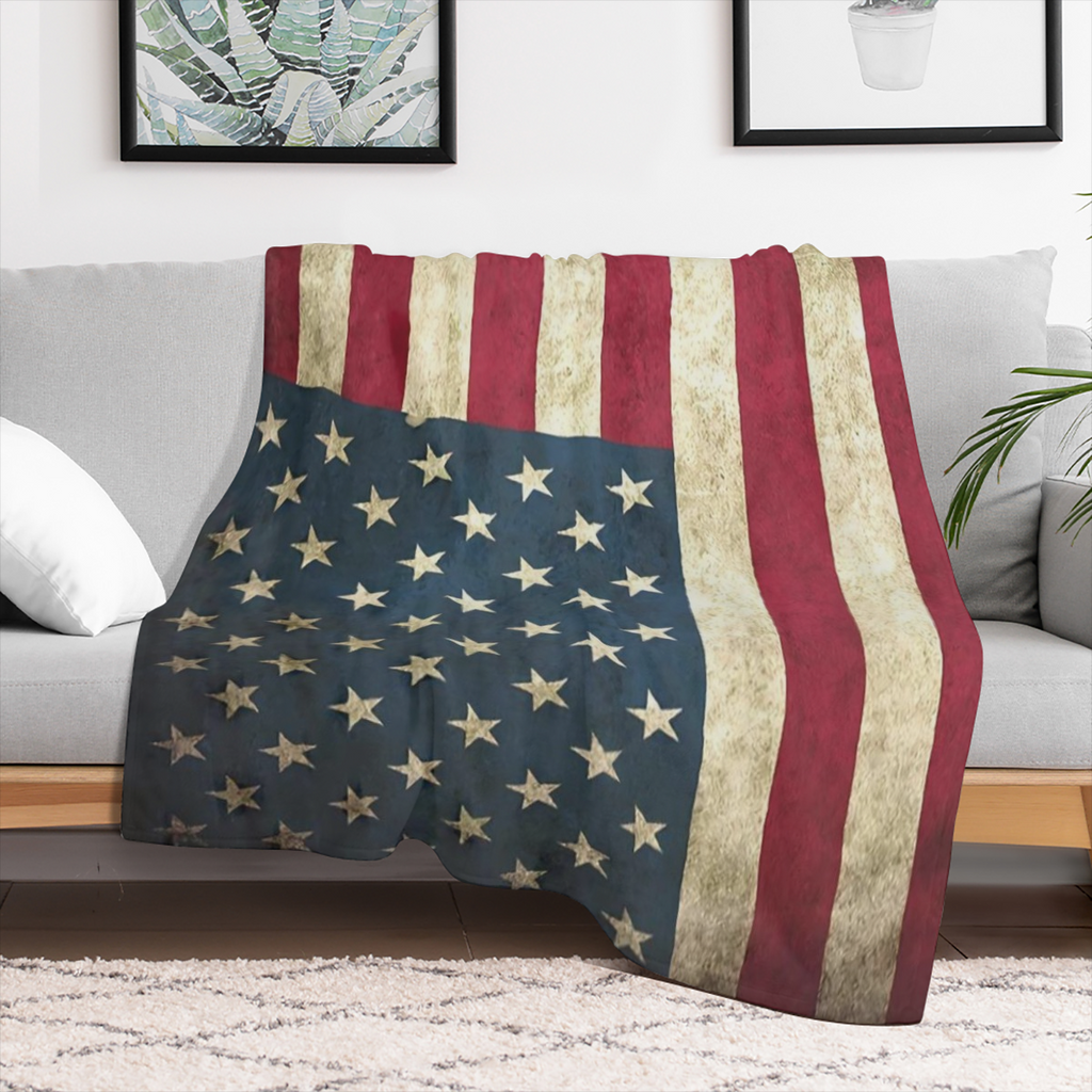 Cozy Patriotic All Season Throw Blanket Easy Care, Stain & Tear Resistant, Perfect for Sofa, Bed & Travel