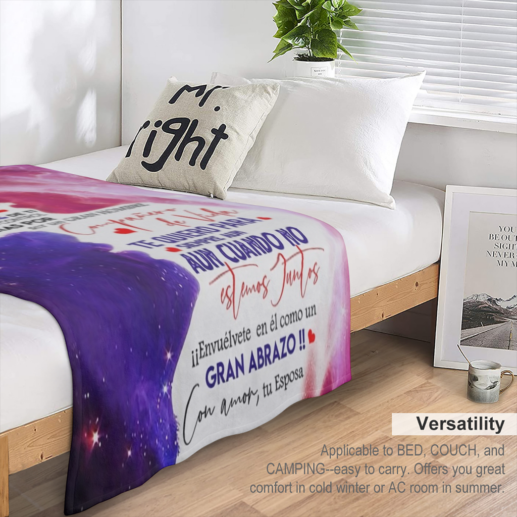 1pc Manta Suave y Acolchada con Letras en Espaol - Clida y Ligera para el Mximo Confort - Perfecta como Regalo de Esposa a Esposo, para el Coche, la Oficina, la Fiesta, el Sof de TV y para Todas las E