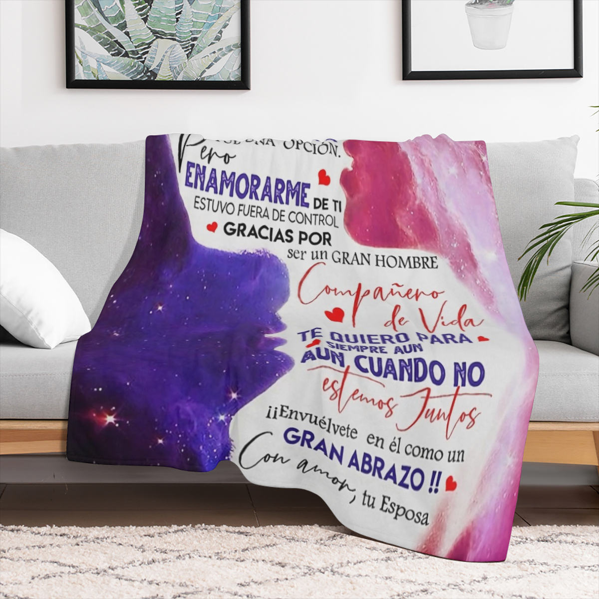 1pc Manta Suave y Acolchada con Letras en Espaol - Clida y Ligera para el Mximo Confort - Perfecta como Regalo de Esposa a Esposo, para el Coche, la Oficina, la Fiesta, el Sof de TV y para Todas las E