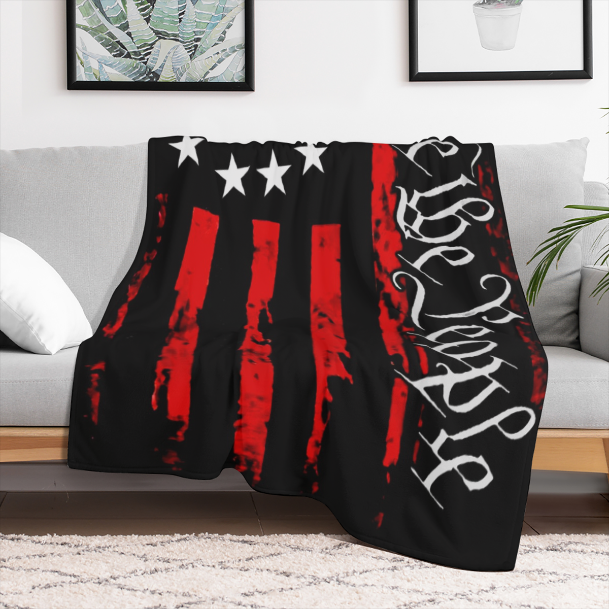1pc 1776 We The People Flannel Throw Blanket, Contemporary Style, Digital Print, Cozy Nap Air Conditioning Blanket For Home Decor