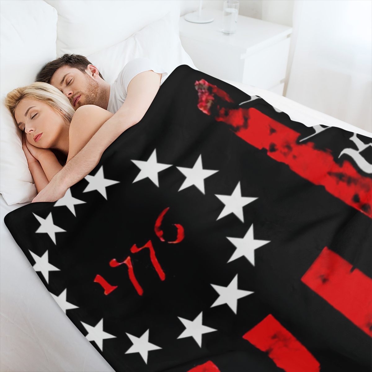 1pc 1776 We The People Flannel Throw Blanket, Contemporary Style, Digital Print, Cozy Nap Air Conditioning Blanket For Home Decor