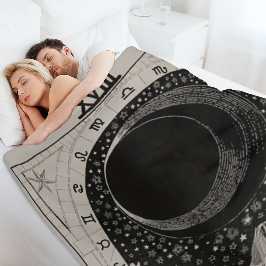 Tarot Moon Gifts Blanket - Mystical Celestial Design with Stars, Mountains & Moon Phases - Premium 280GSM Flannel Throw for All Seasons - Lightweight, Soft & Durable - Perfect for Home, Travel, Couch,