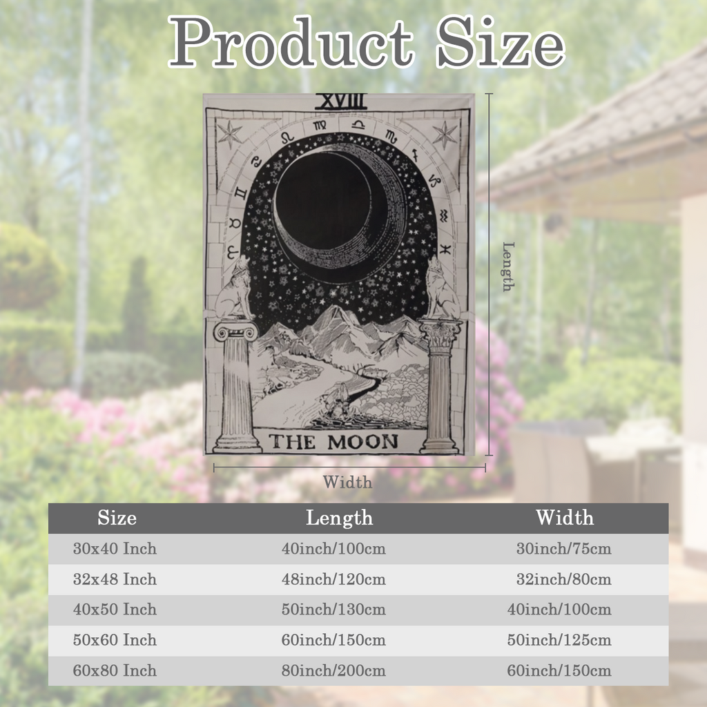 Tarot Moon Gifts Blanket - Mystical Celestial Design with Stars, Mountains & Moon Phases - Premium 280GSM Flannel Throw for All Seasons - Lightweight, Soft & Durable - Perfect for Home, Travel, Couch,