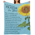 Contemporary Sunflower Prayer Throw Blanket, Hypoallergenic Flannel Fleece, Digital Print, 250- 300gsm, Multipurpose Cozy Sofa Bed Blanket, with Angelic Blessing Message for All Seasons