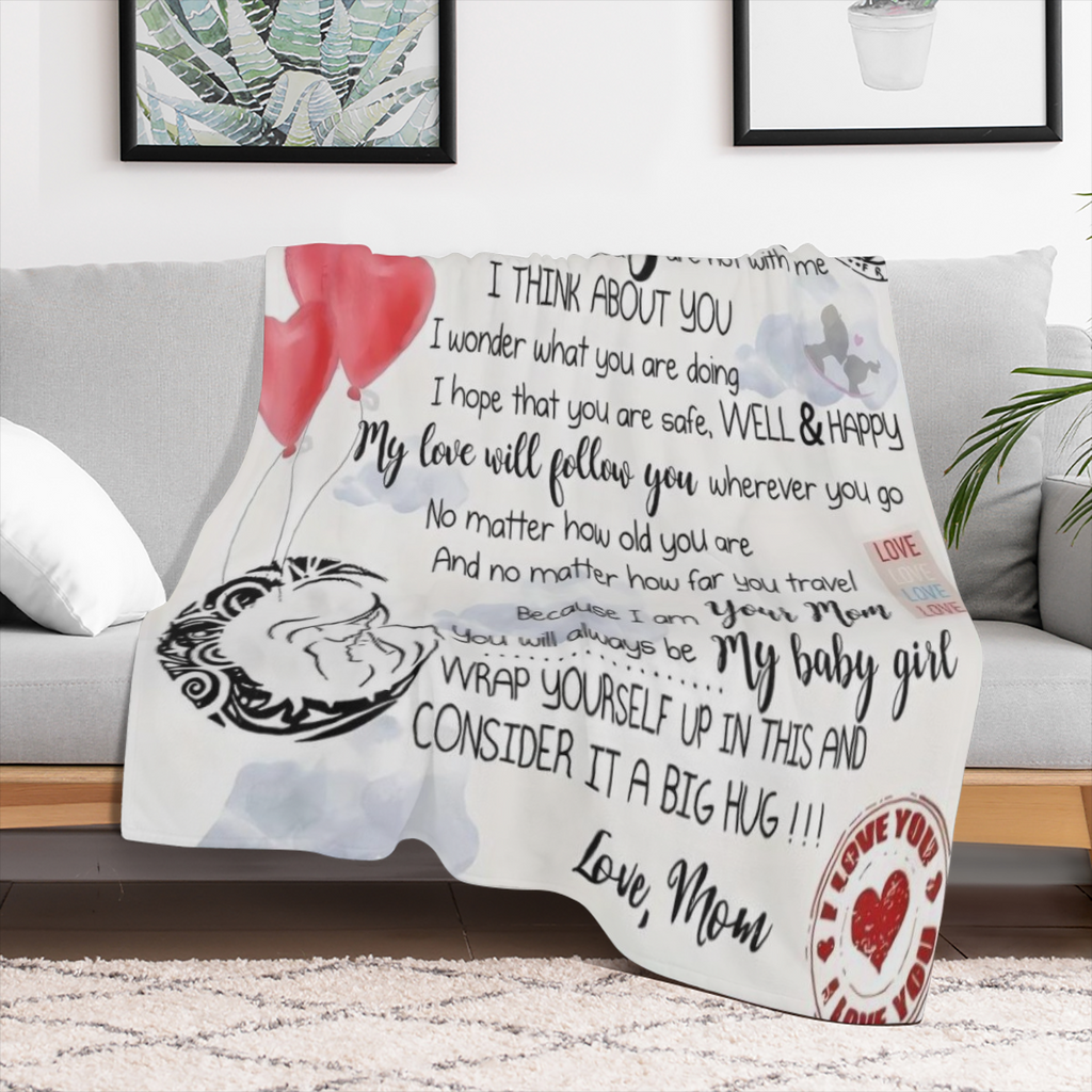 1pc Cozy Envelope Printed Flannel Blanket - Soft, Warm, and Versatile Throw for All Seasons - Perfect Gift for Daughter, Ideal for Couch, Bed, Sofa, Office, Camping, Travel, and Home Decor