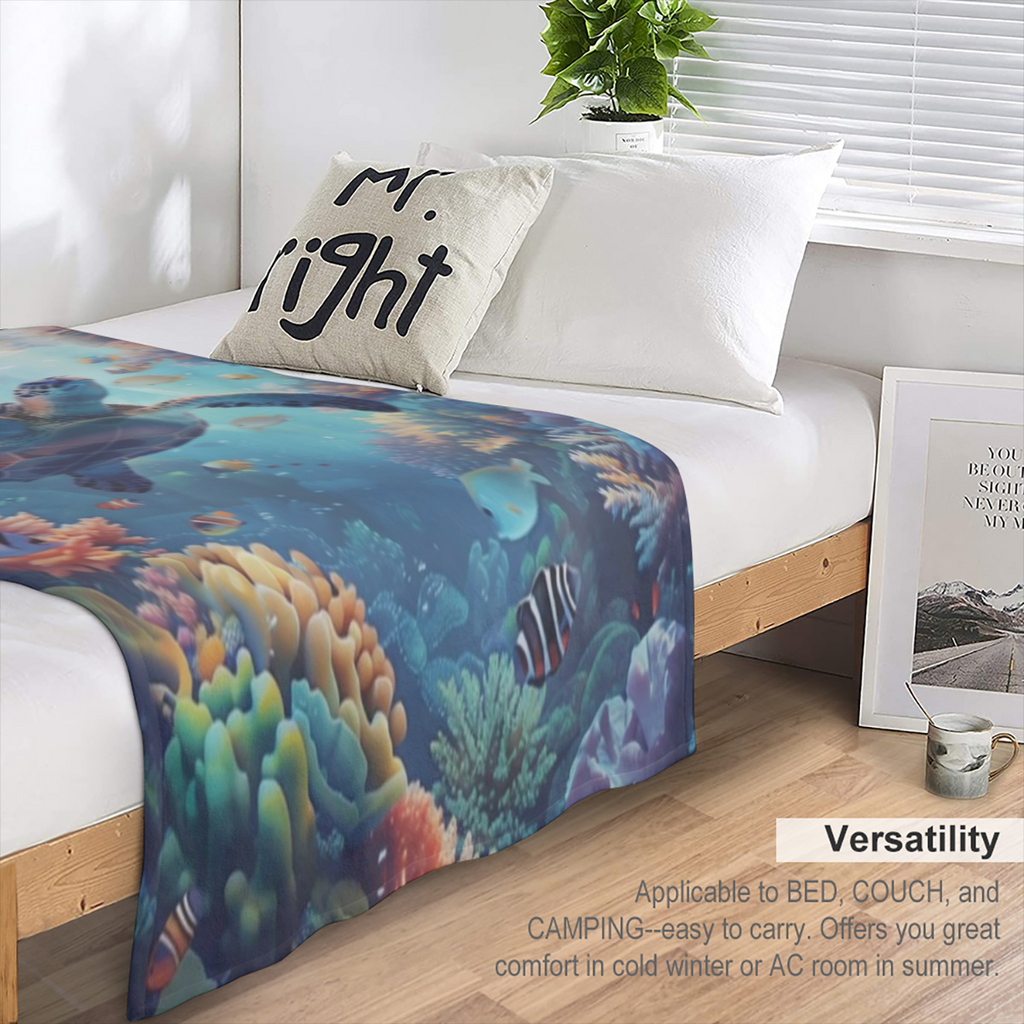 Sea Turtle Blanket for Kids Women Adults, Flannel Sea Turtle Blankets Gifts, Beach Ocean Turtles Throw Blanket for Sofa Couch Bed Living Room Soft Warm Cozy Sea Turtle Decor