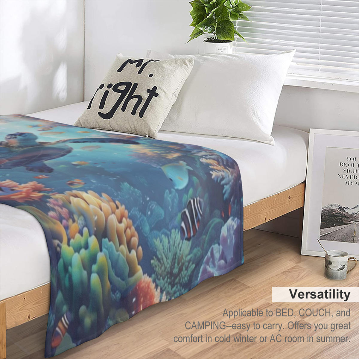 Sea Turtle Blanket for Kids Women Adults, Flannel Sea Turtle Blankets Gifts, Beach Ocean Turtles Throw Blanket for Sofa Couch Bed Living Room Soft Warm Cozy Sea Turtle Decor